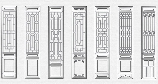 保靖常用中式仿古花窗图案隔断设计图